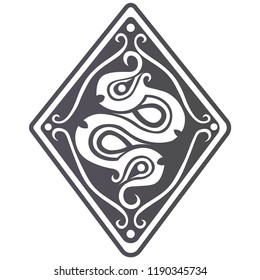 Celtic sign inscribed in a rhombus. Vector illustration isolated on white background