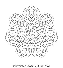 Celtic Simple coloring book mandala page for kdp book interior, Ability to Relax, Brain Experiences, Harmonious Haven, Peaceful Portraits, Blossoming Beauty mandala design.