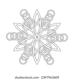 Celtic simple mandala coloring book page for kdp book interior. Peaceful Petals, Ability to Relax, Brain Experiences, Harmonious Haven, Peaceful Portraits, Blossoming Beauty mandala design.