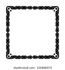 Celtic square frame black and white.