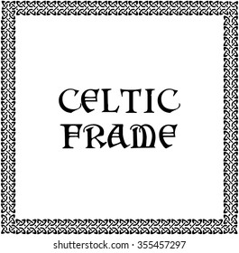 Celtic square frame on a white background