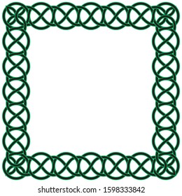 Celtic square green frame with a traditional pattern.