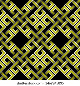 Celtic square yellow figure isolated on black background