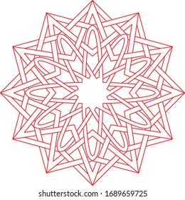 Celtic star circular pattern with dodecagon shape clock pattern inside