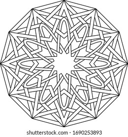 Keltische Sternkreismuster mit Dodegagon-Form-Uhrenmuster in schwarzem Polierkreis mit geometrischem Hintergrund der Vektorillustration