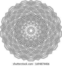 Celtic star circular pattern with tridecagram geometric shape clock pattern inside huge tridecagon with floral vortex vector pentagram background