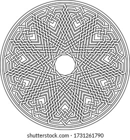 Celtic star Hendecagram vector pattern ornament with circular circle and geometric background inside huge circular hendecagon lining vector background coloring book

