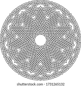 Celtic star Hendecagram vector pattern ornament with circular circle and geometric background inside huge circular hendecagon lining vector background coloring book
