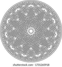 Celtic star Hendecagram vector pattern ornament with circular circle and geometric background circular hendecagon lining vector background coloring book
