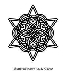 Celtic Star In Modern Style. Vector Logo Illustration. Vector Star Mandala.