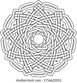 Celtic star Nonagram - Enneagram -  vector pattern ornament with circular circle and floral geometric background inside single huge circular nonagon vector background
