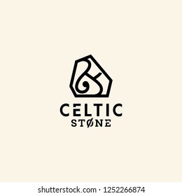 celtic stone viking pagan logo design vector inspiration