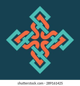 Celtic style cross. Design element abstract symmetric ethnic pattern. Tribal ornament for logo, tattoo or corporate identity. Vector file is EPS8.