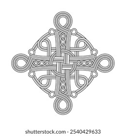 Celtic style cross vector line art illustration.