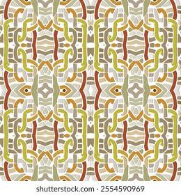 Celtic style knotted intricate lines arabesque vector seamless pattern. Ornamental decorative knots background. Repeated arabic backdrop. Endless ornate texture. Beautiful elegance ornaments.