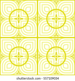 Celtic style petal tile - symmetrical, editable, vector, background, wallpaper, pattern (Yellow)