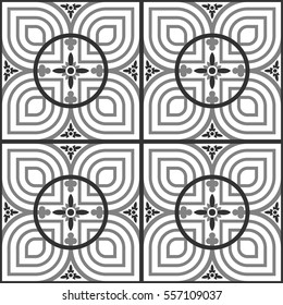 Celtic style petal tile - symmetrical, editable, vector, background, wallpaper, pattern (Grey)