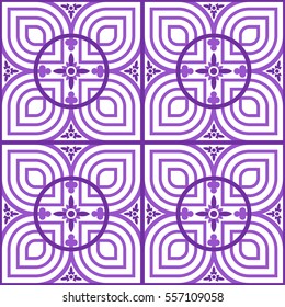 Celtic style petal tile - symmetrical, editable, vector, background, wallpaper, pattern (Purple)