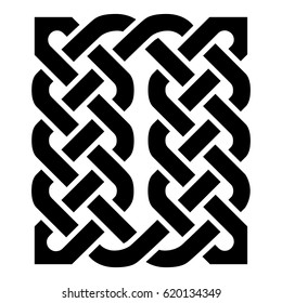 Celtic style rectangle type element based on eternity knot patterns in black on white background  inspired by Irish St Patrick's Day, and Irish and Scottish carving art
