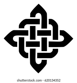 Celtic style square type element based on eternity knot patterns in black on white background  inspired by Irish St Patrick's Day, and Irish and Scottish carving art
