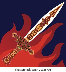 Celtic sword decorated by ancient knots