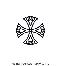 Celtic symbol of Insular line art Logo vector, Celtics knot pattern, ornament of decorative border. Isolated on white background.