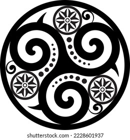 Celtic Symbol - Celtic Knot and Triskelion Circle - Trinity - Sacred Geometry - Energy Dots and Dharma Wheel