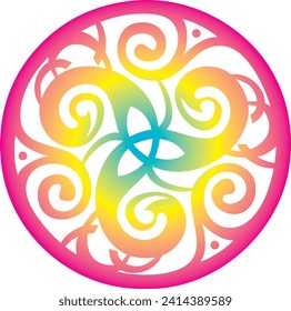 Celtic Symbol Celtic Knot Triskelion Circle Trinity Sacred Geometry Energy - Rainbow Colors