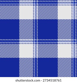 Celtic tartan plaid textile, styled texture background check. Glamour seamless fabric pattern vector in blue and sterling silver colors palette.
