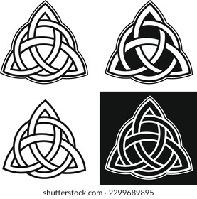 Celtic traditional pagan runic symbol Triquetra in several variants