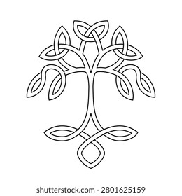 Celtic Tree of Life with Intricate Knotwork and Interwoven Branches Vector Illustration