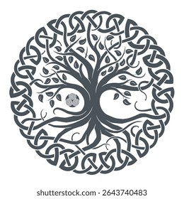 Árvore celta da vida, impressão tribal, nós trançados. Ilustração vetorial