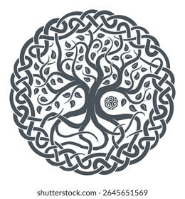 Árvore celta da vida, impressão tribal, nós trançados. Ilustração vetorial