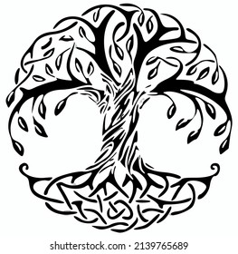 Celtic tree vector illustration black and white