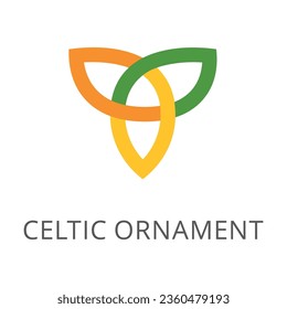 Celtic trinity knot flat vector icon. Cartoon drawing or illustration of endless line, eternity or balance symbol on white background. Ornament, decoration, religion concept