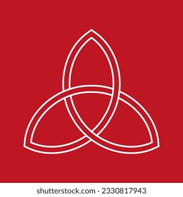 Celtic trinity knot. Celtic trinity knot symbol on a red background. Vector illustration. EPS 10.