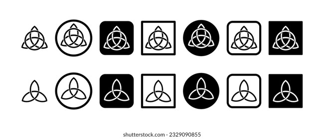 Celtic trinity knot vector icons set on white background. Black celtic trinity symbol. Vector 10 EPS.
