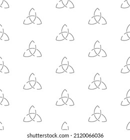 celtic triquetra knot seamless pattern isolated on white background.