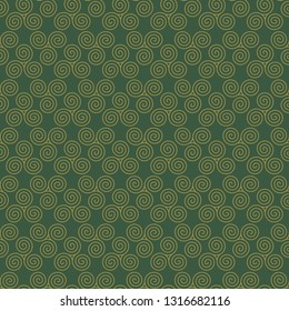 Celtic Triskele Seamless Pattern - Beautiful gold Celtic triskele on solid background