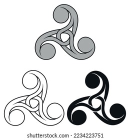 Celtic triskele symbol vector design knotted in the center