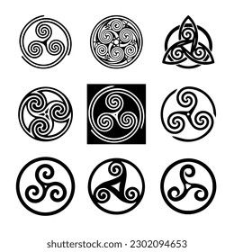 Celtic triskeles, symbol of appeasement, tribal style tattoo. EPS 10 Vector Drawing 