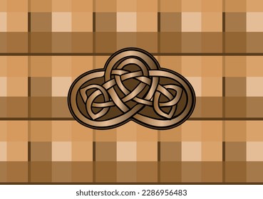 ilustración vectorial celta, broche celta sobre tartán