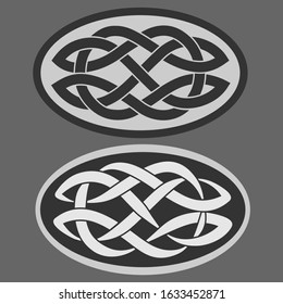 Celtic Vector Knot. Isolated, Oval.