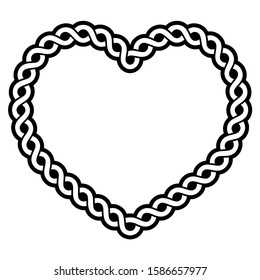 Celtic vector pattern heart shape - love concept, braided heart frame, greeting card for St Patrick's Day, Valentines Day. Irish, Scottish or Welsh Celtic black heart pattern isolated on white
 