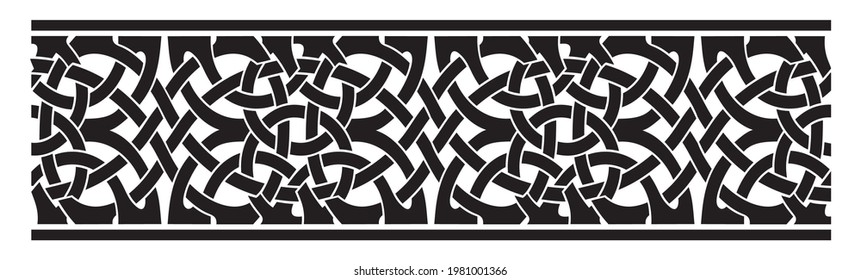 Celtic vector seamless ornament. Black silhouette on a white background.