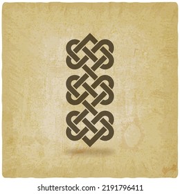 Celtic weaving interlaced symbol on vintage background. Vector illustration