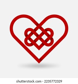 Celtic weaving of the red heart symbol