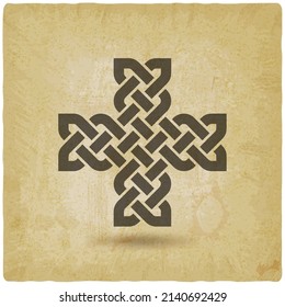 Celtic weaving in shape of cross on vintage background