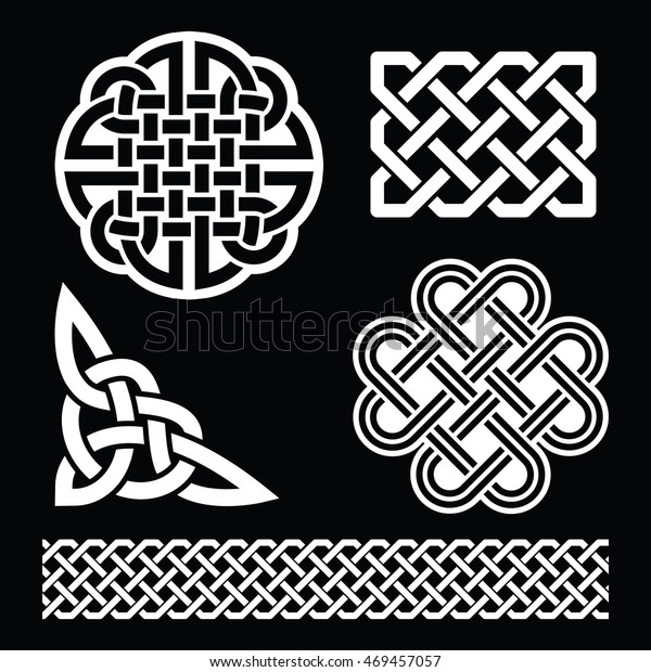 Celtic White Knots Braids Patterns On Stock Vector (Royalty Free) 469457057