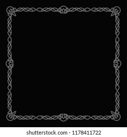 Celtic white square frame on a black background.